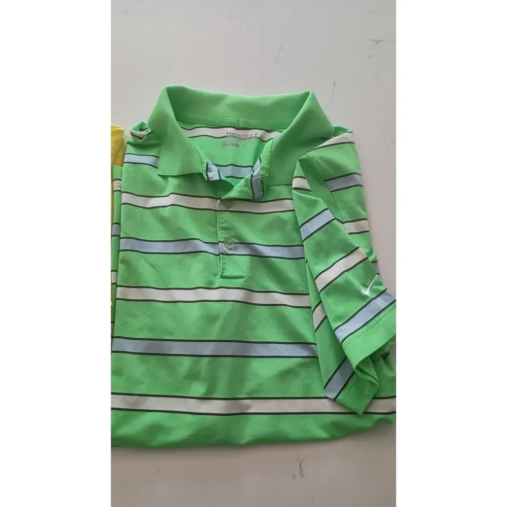 Nike Golf BUNDLE (3 ) Dri-FIT polos Sz Medium green,yellow & Navy activewear